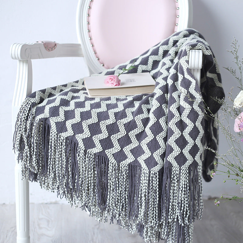 Knitted Wool Blanket Cashmere Blanket - Sluxe Fashions