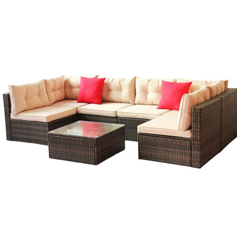 Patio Furniture Set PE Rattan Sectional Garden Furniture Corner Sofa Set - Sluxe Global