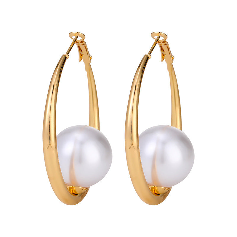 Simple Pearl And Circle Earrings Fashion - Sluxe Fashions