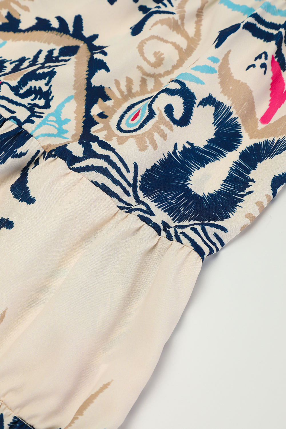 White Ethnic Print Boho Button Tiered Mini Dress - Sluxe Fashions