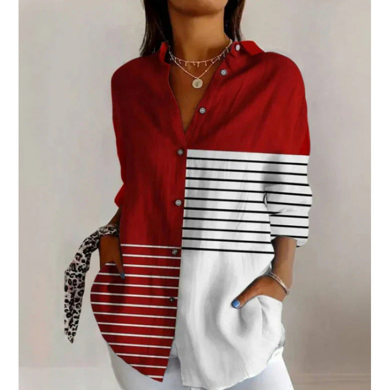 New Women's Long Sleeved Shirt For Summer Fashion, 3D Printed Shirt With Floral Pattern - Sluxe Global