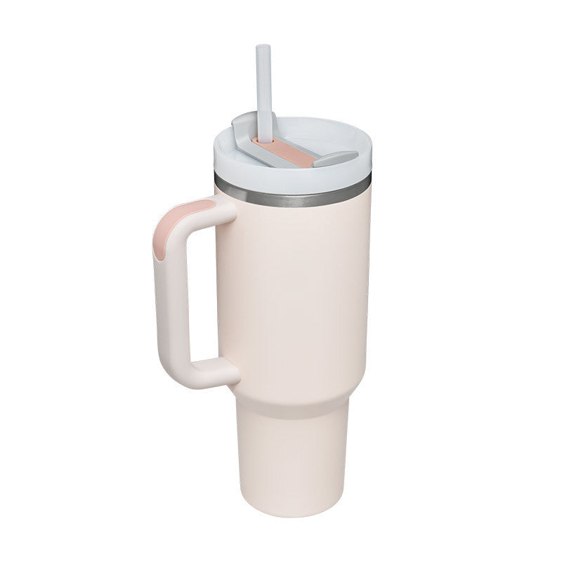 40 Oz Tumbler With Handle Straw Insulated, Stainless Steel Spill Proof Vacuum Coffee Cup Tumbler With Lid Tapered Mug Gifts For Valentine Lover Suitable For Car Gym Office Travel - Sluxe Fashions