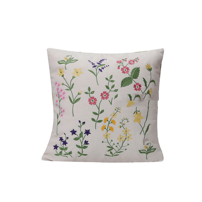 Home Embroidery Plants And Flowers Pillow - Sluxe Fashions