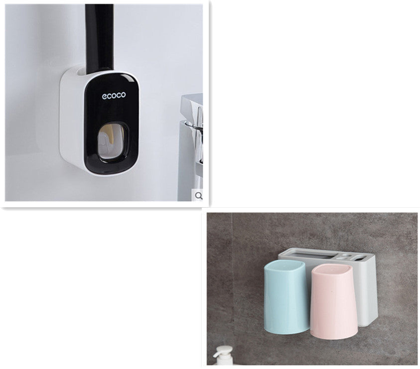 Wall Mounted Automatic Toothpaste Holder Bathroom Accessories Set Dispenser - Sluxe Fashions