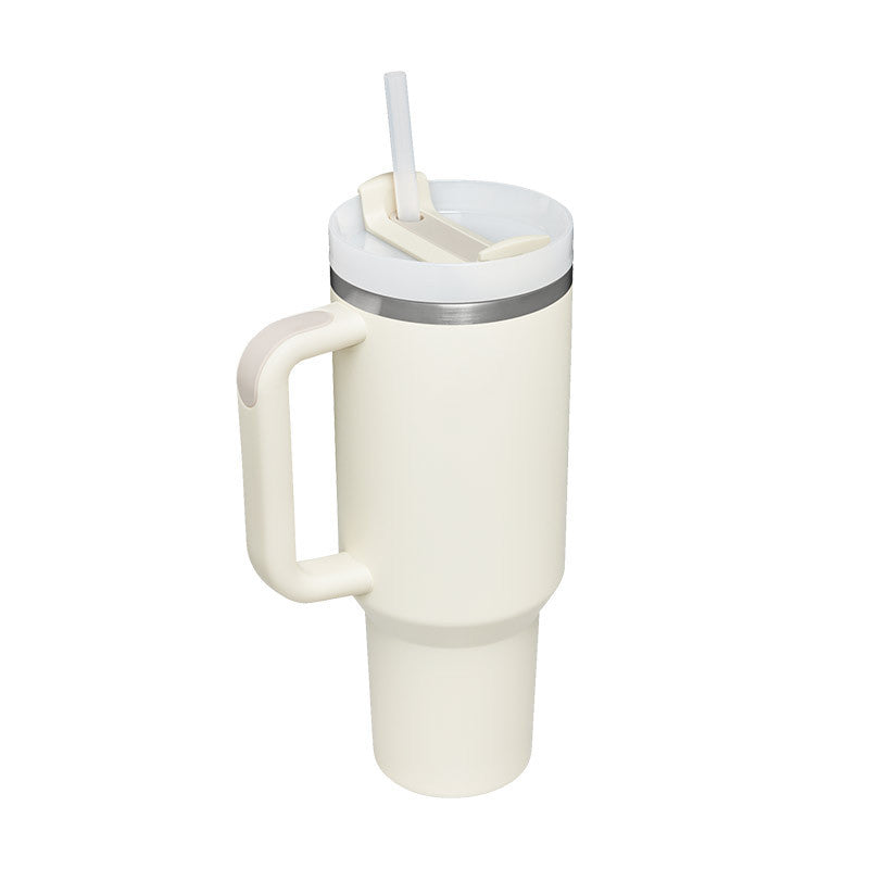 40 Oz Tumbler With Handle Straw Insulated, Stainless Steel Spill Proof Vacuum Coffee Cup Tumbler With Lid Tapered Mug Gifts For Valentine Lover Suitable For Car Gym Office Travel - Sluxe Fashions