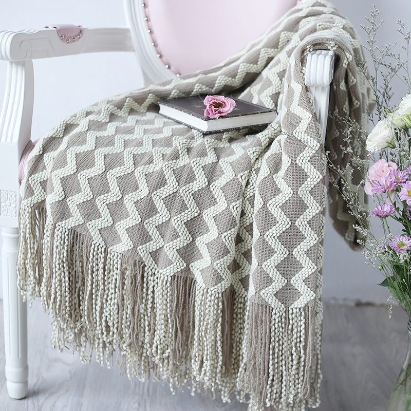 Knitted Wool Blanket Cashmere Blanket - Sluxe Fashions