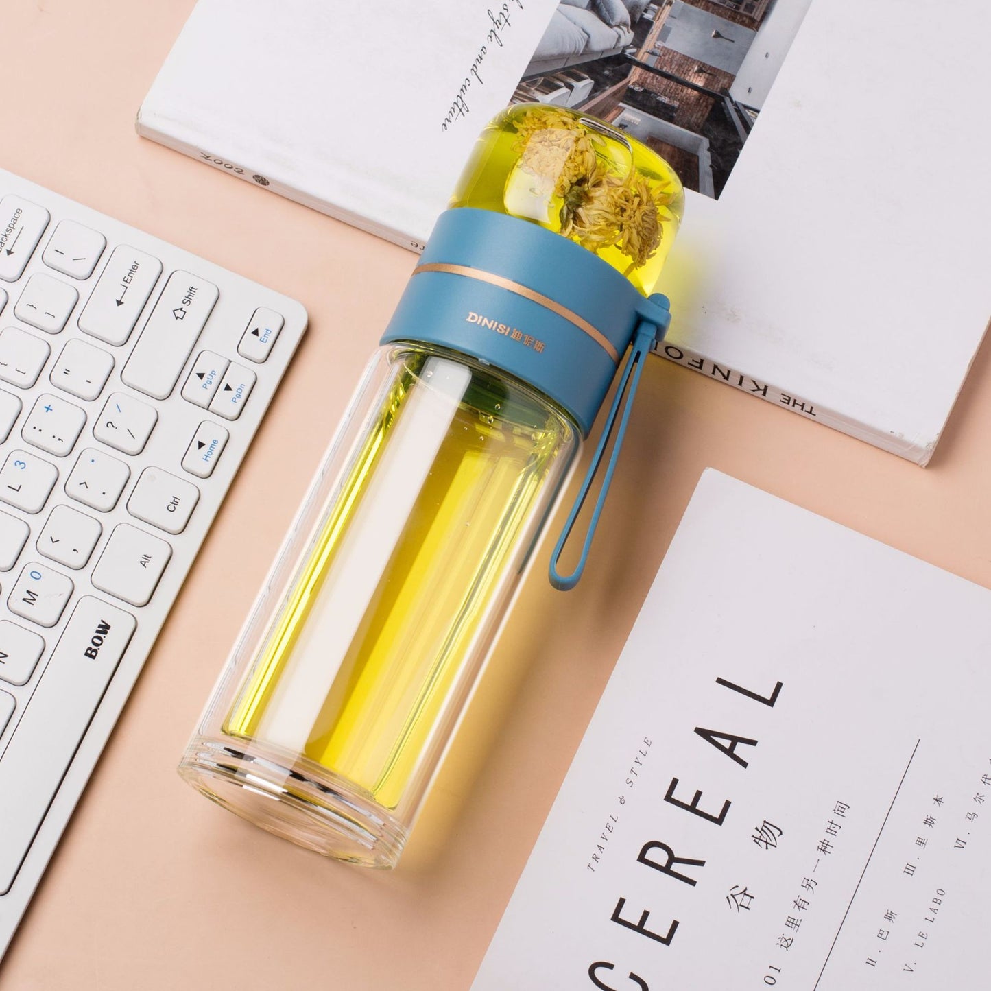 Glass Water Bottle With Tea Infuser Filter Tea Separation Double Wall Glass Bottle Leakproof Water Bottle - Sluxe Fashions