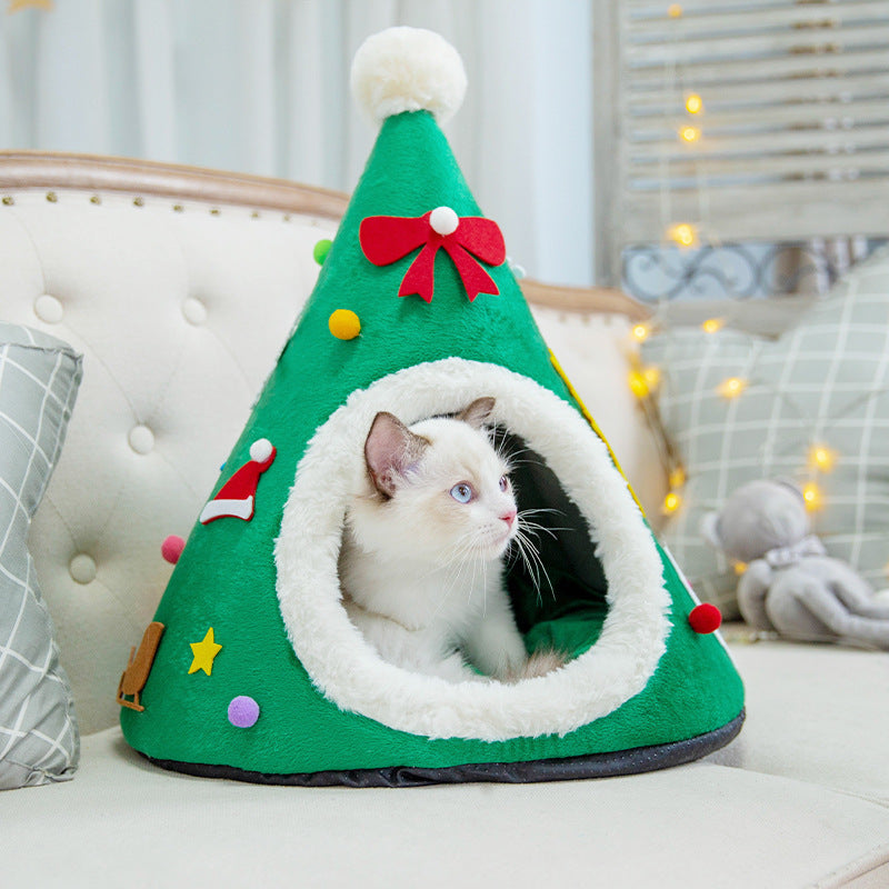 Autumn And Winter Warm Cat Nest Christmas Hat Shape Sponge - Sluxe Global