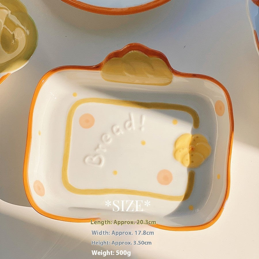 Cute Bread Ceramic Tableware Household Bowl Dessert Cookies - Sluxe Fashions