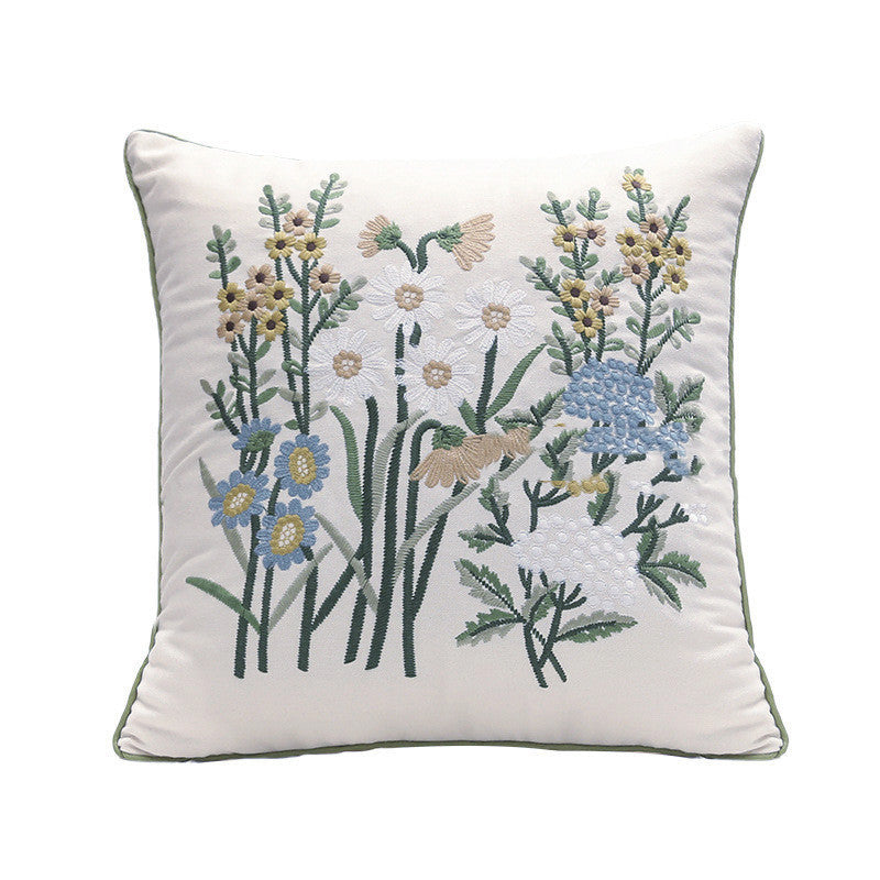 Home Embroidery Plants And Flowers Pillow - Sluxe Fashions