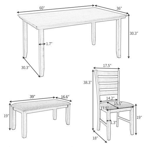 6-piece Dining Table Set - Sluxe Global