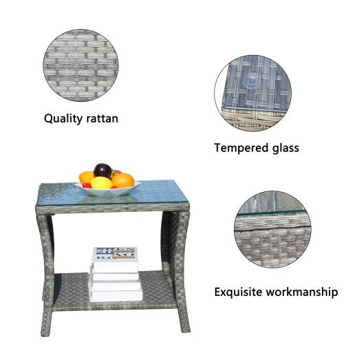 Outdoor Patio Furniture 1 Coffee Table With Clear Tempered Glass - Sluxe Global