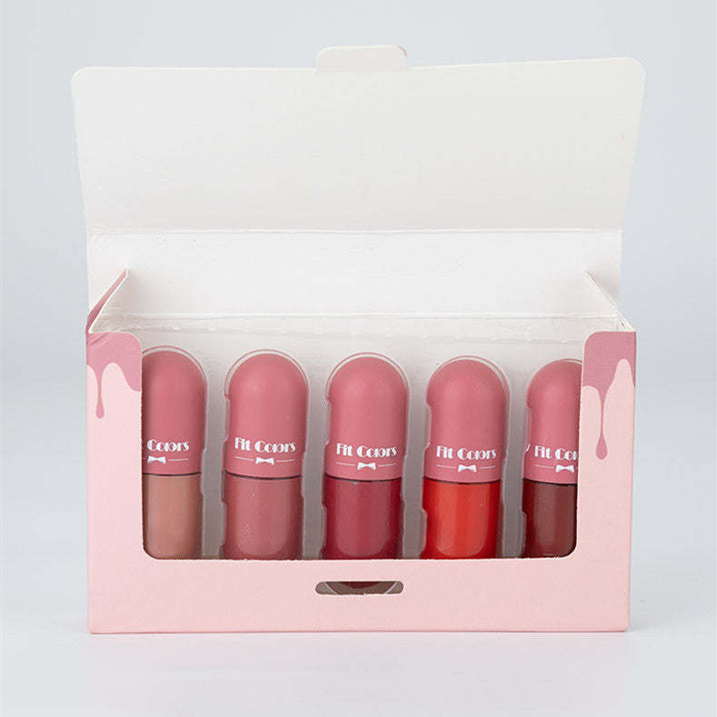 Mini Capsule Lip Color 5 Color Case Velvet Matte Non Staining Cup Color - Sluxe Fashions