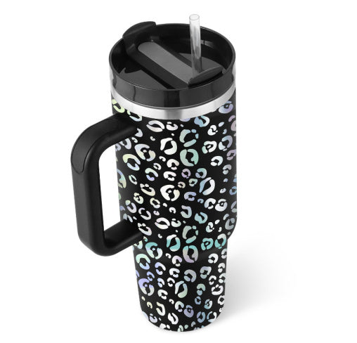 40 Oz Tumbler With Handle Straw Insulated, Stainless Steel Spill Proof Vacuum Coffee Cup Tumbler With Lid Tapered Mug Gifts For Valentine Lover Suitable For Car Gym Office Travel - Sluxe Fashions