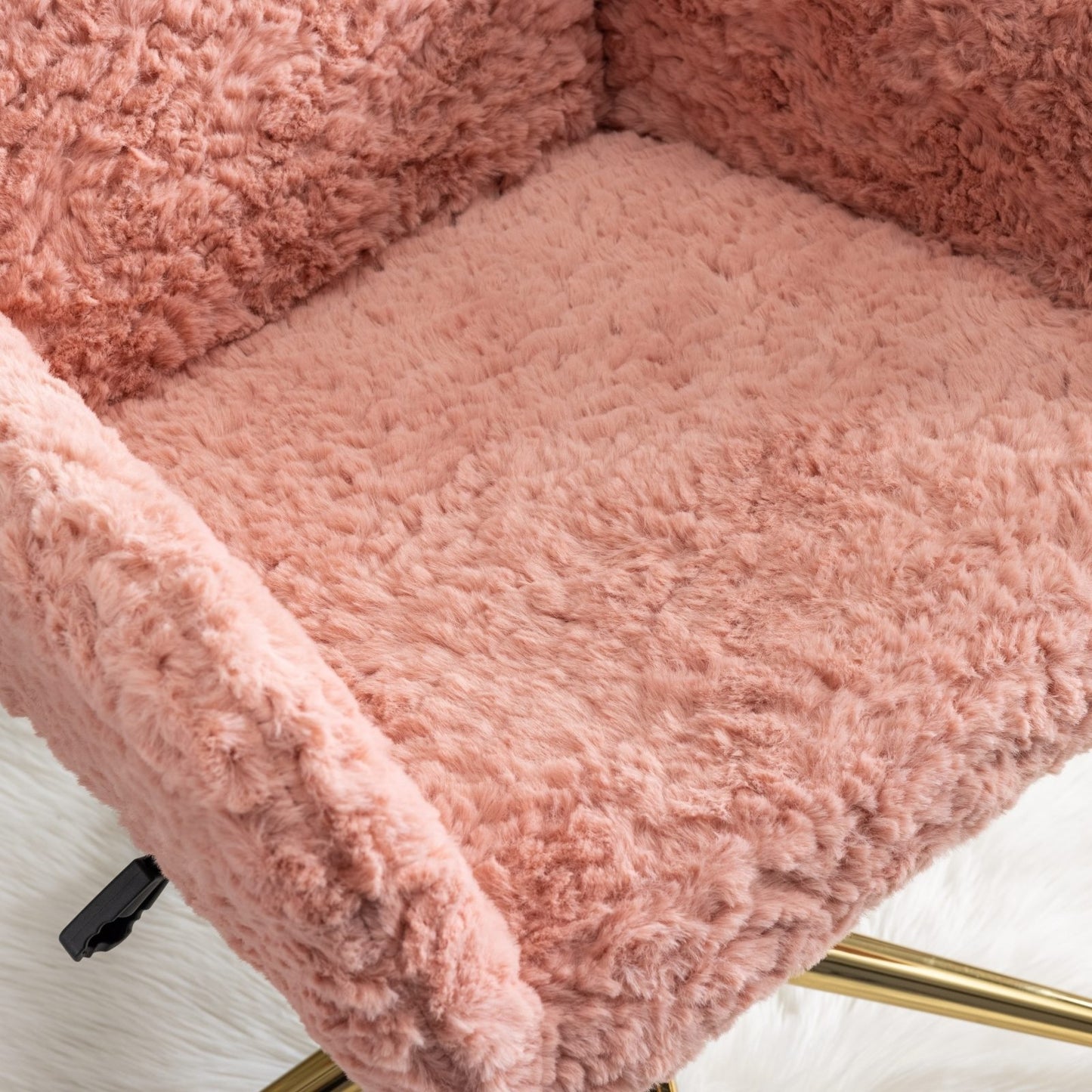 A&A Furniture Artificial Rabbit Hair Office Chair With Gold Base, Adjustable - Sluxe Global
