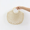 Woven Round Wooden Handle Casual Women's Handbag - Sluxe Fashions