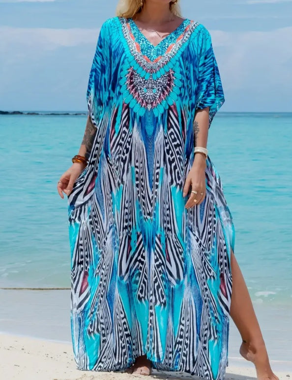 Women's Printed Plus Size Dress - Sluxe Global