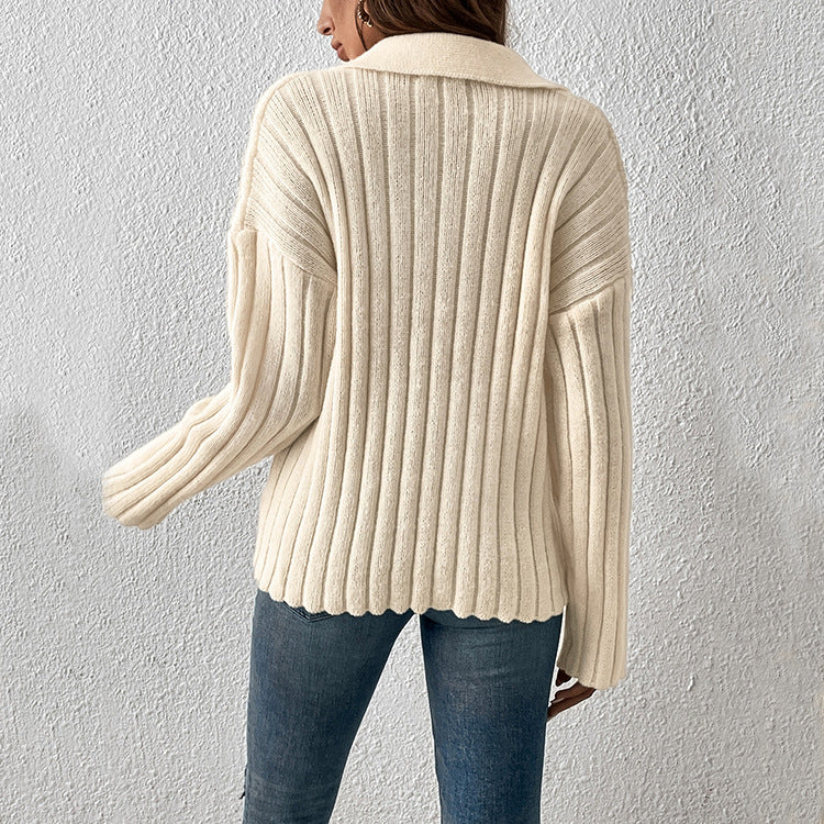 Fashion Casual Polo Collar Sweater For Women - Sluxe Fashions