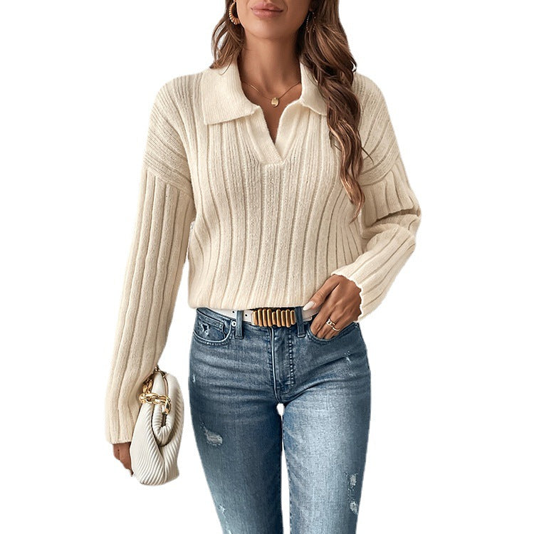Fashion Casual Polo Collar Sweater For Women - Sluxe Fashions