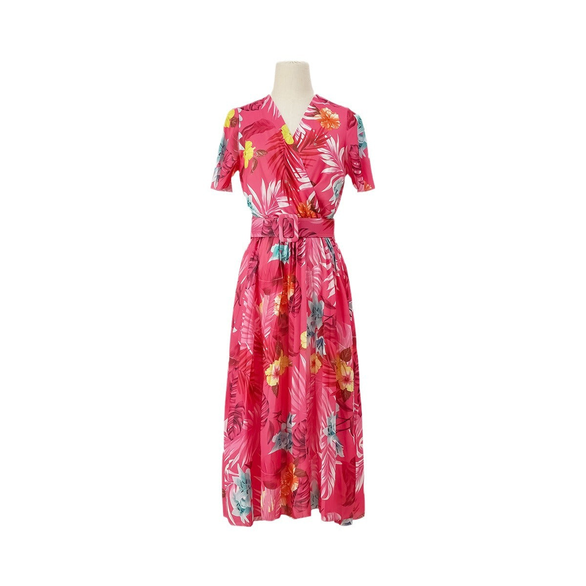 Women's Summer Printed Short Sleeve Dress - Sluxe Fashions