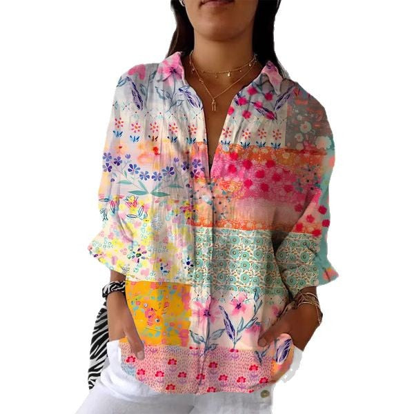 Women's Creative Fashion 3D Printing Lapel Casual Shirt - Sluxe Global