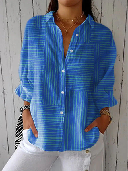 Women's Creative Fashion 3D Printing Lapel Casual Shirt - Sluxe Global