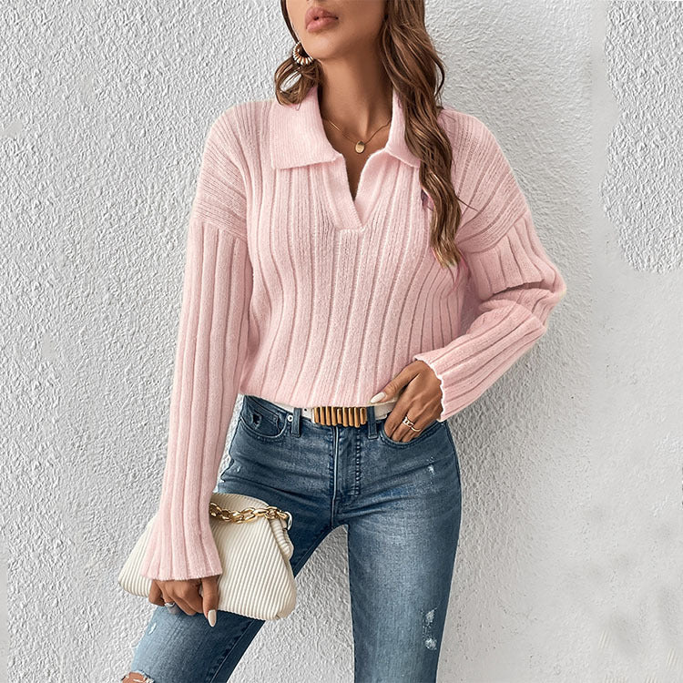 Fashion Casual Polo Collar Sweater For Women - Sluxe Fashions