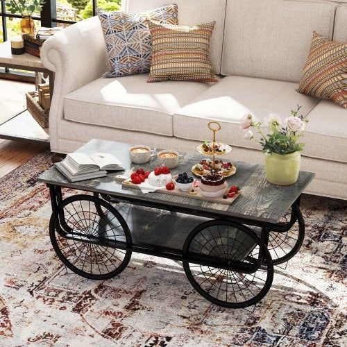 Modern Style Coffee Table Rectangle Coffee Table End Side Table Retro Design Coffee - Sluxe Global