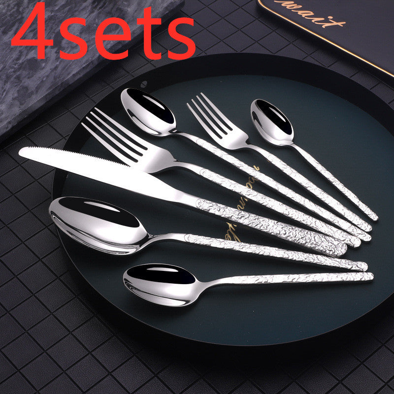 Embossed Textured Handle Steak Cutlery Western Cutlery - Sluxe Fashions