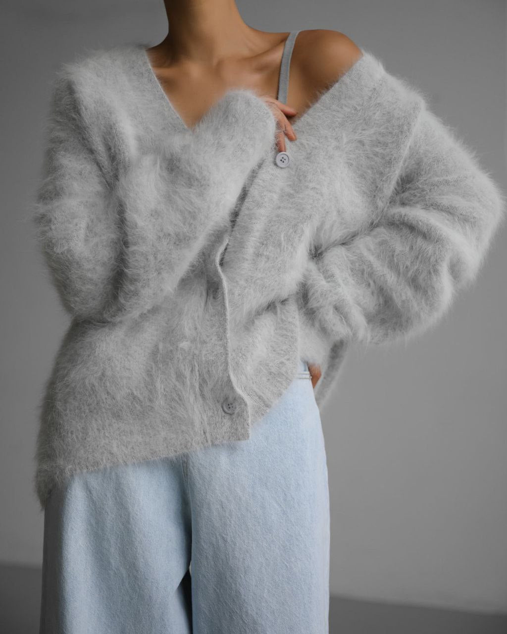 Loose V-neck Button Cardigan Fall Winter Fashion Single Breasted Knitted Sweater Top Women's Clothing - Sluxe Fashions