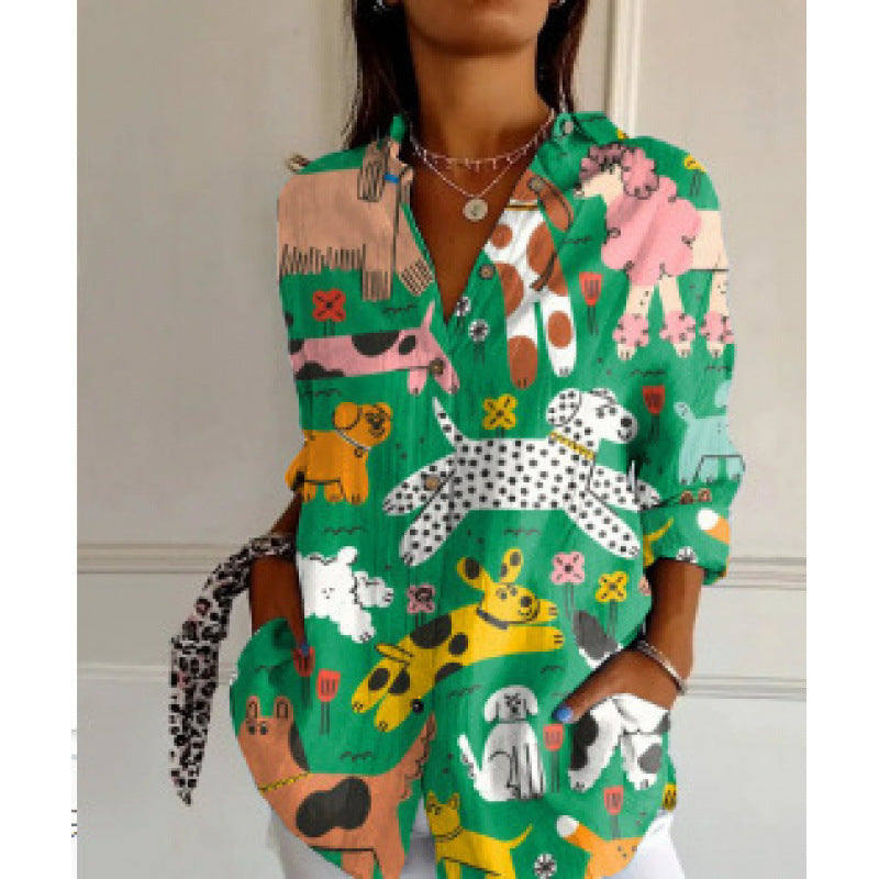 New Women's Long Sleeved Shirt For Summer Fashion, 3D Printed Shirt With Floral Pattern - Sluxe Global