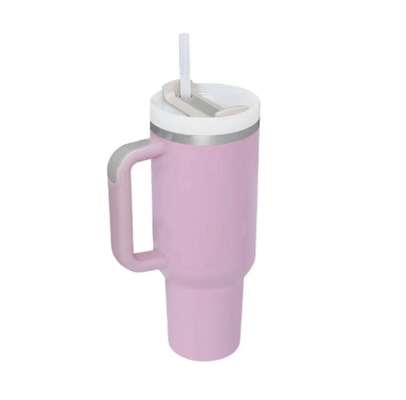 40 Oz Tumbler With Handle Straw Insulated, Stainless Steel Spill Proof Vacuum Coffee Cup Tumbler With Lid Tapered Mug Gifts For Valentine Lover Suitable For Car Gym Office Travel - Sluxe Fashions