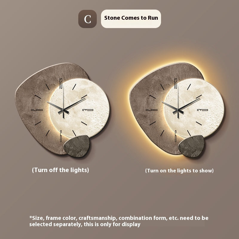Stone Brings Luck Restaurant Clock Wall Clock Modern Simple - Sluxe Fashions