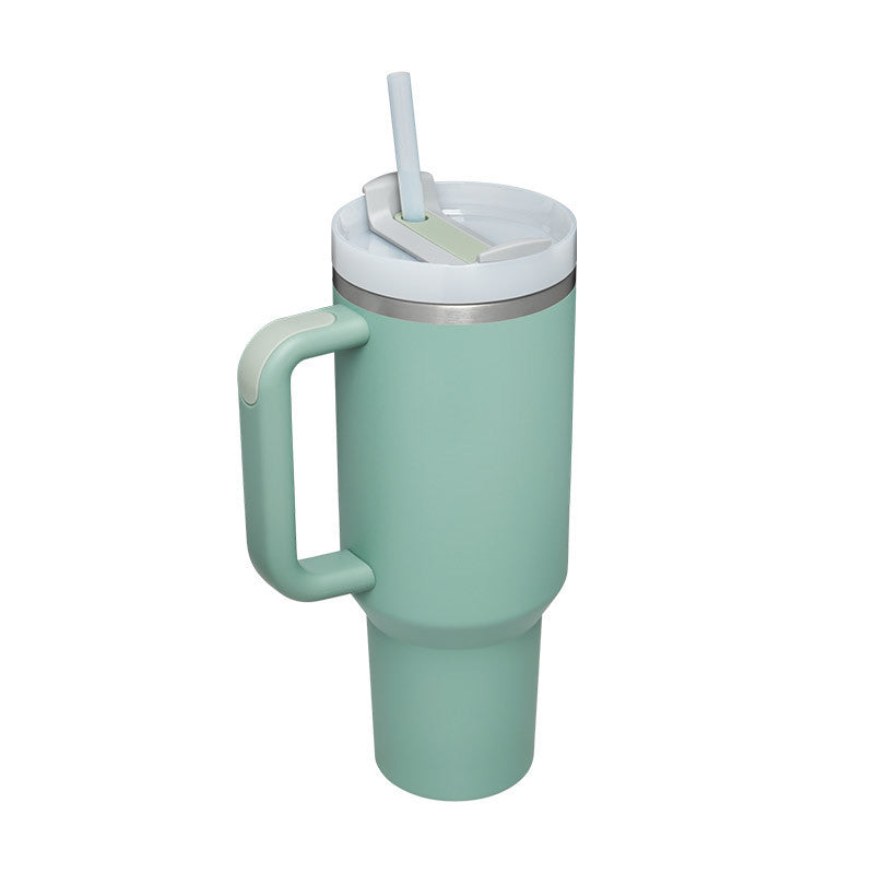 40 Oz Tumbler With Handle Straw Insulated, Stainless Steel Spill Proof Vacuum Coffee Cup Tumbler With Lid Tapered Mug Gifts For Valentine Lover Suitable For Car Gym Office Travel - Sluxe Fashions