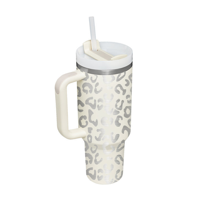 40 Oz Tumbler With Handle Straw Insulated, Stainless Steel Spill Proof Vacuum Coffee Cup Tumbler With Lid Tapered Mug Gifts For Valentine Lover Suitable For Car Gym Office Travel - Sluxe Fashions