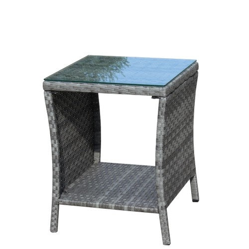 Outdoor Patio Furniture 1 Coffee Table With Clear Tempered Glass - Sluxe Global
