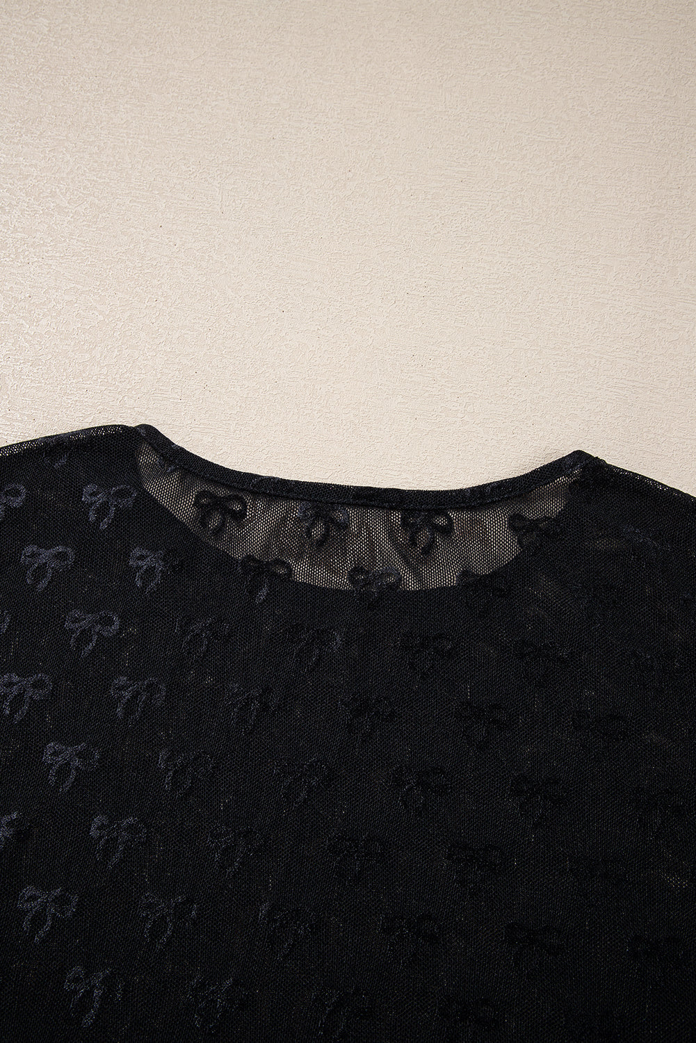 Pink Bow Pattern Long Sleeve Slim Fit Mesh Top - Sluxe Fashions