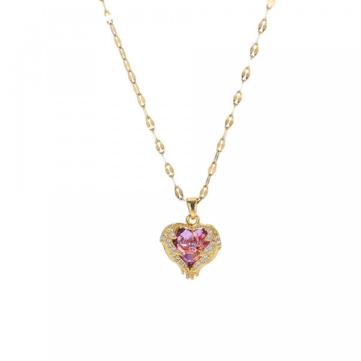 New Ocean Heart Titanium Steel Necklace Fashion 18K Gold Clavicle Chain - Sluxe Fashions