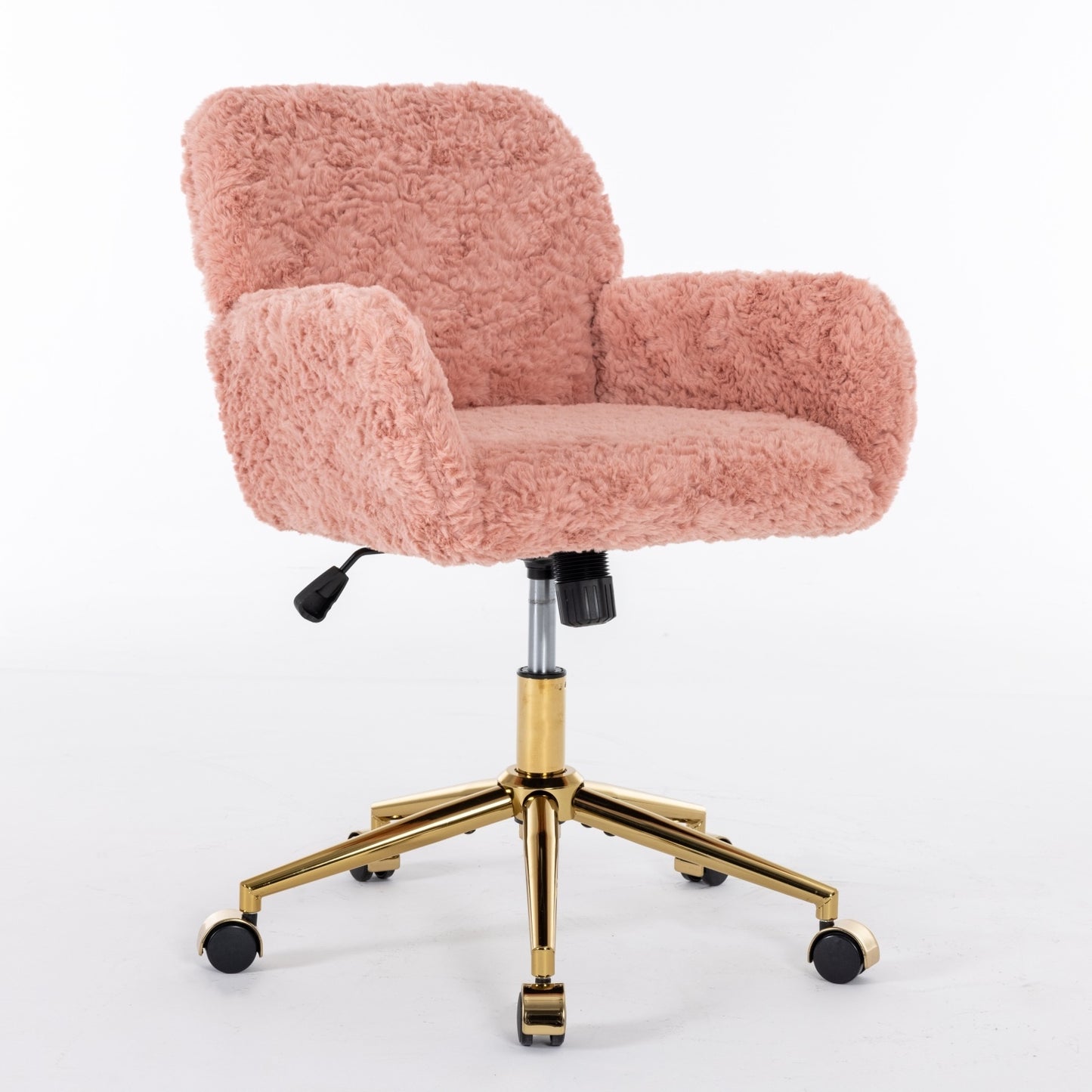 A&A Furniture Artificial Rabbit Hair Office Chair With Gold Base, Adjustable - Sluxe Global