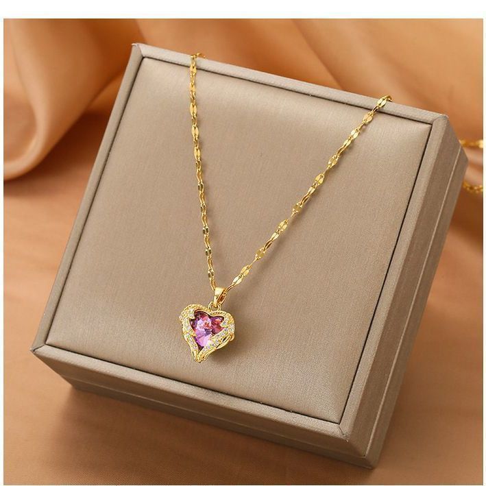 New Ocean Heart Titanium Steel Necklace Fashion 18K Gold Clavicle Chain - Sluxe Fashions