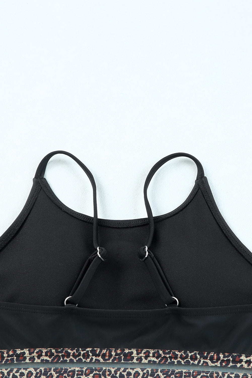 Black Leopard Print Spaghetti Strap Padded Wireless Bikini Set - Sluxe Fashions