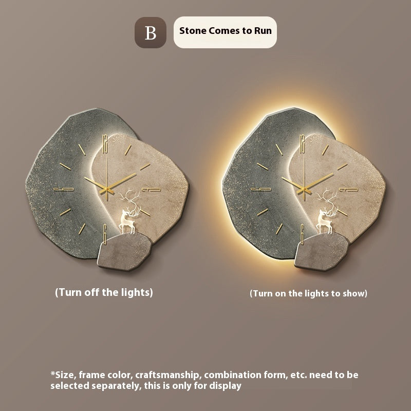 Stone Brings Luck Restaurant Clock Wall Clock Modern Simple - Sluxe Fashions