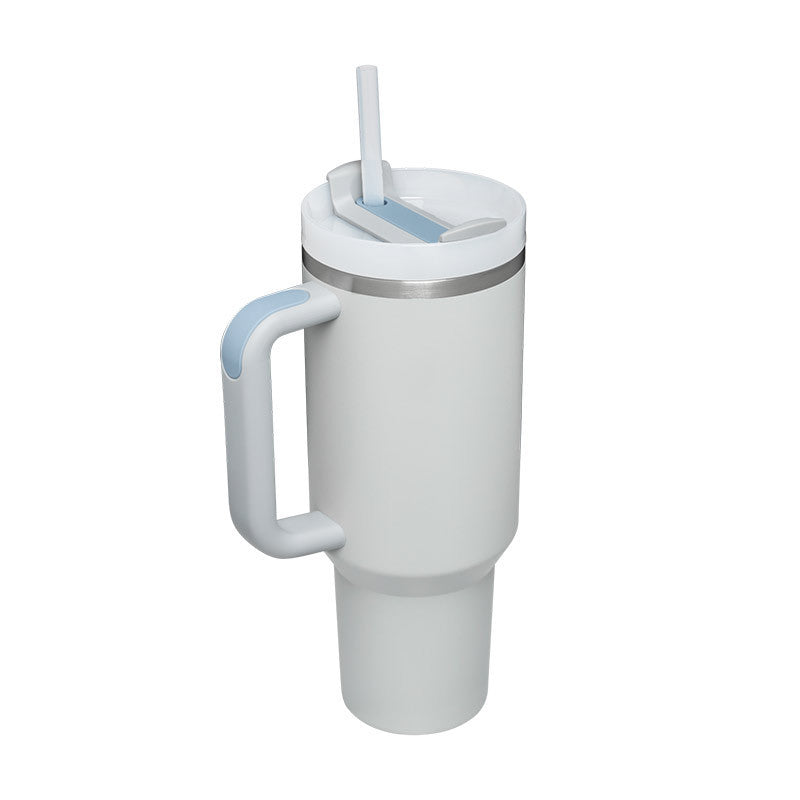 40 Oz Tumbler With Handle Straw Insulated, Stainless Steel Spill Proof Vacuum Coffee Cup Tumbler With Lid Tapered Mug Gifts For Valentine Lover Suitable For Car Gym Office Travel - Sluxe Fashions