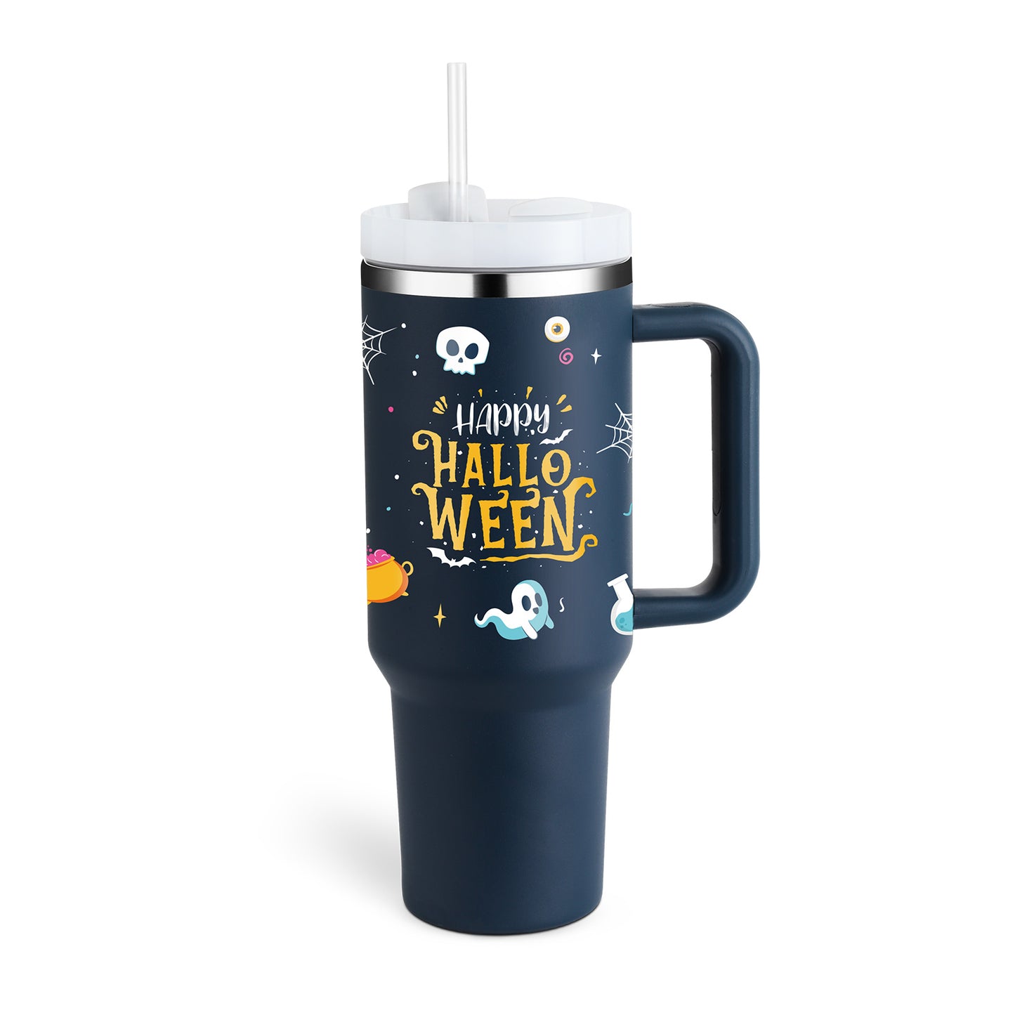 40 Oz Tumbler With Handle Straw Insulated, Stainless Steel Spill Proof Vacuum Coffee Cup Tumbler With Lid Tapered Mug Gifts For Valentine Lover Suitable For Car Gym Office Travel - Sluxe Fashions