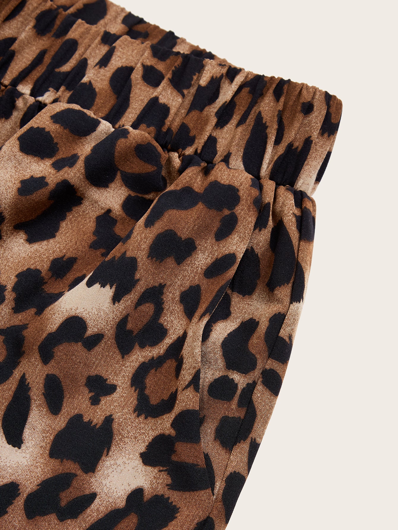 Women's Plus Size Leopard Print Wide Leg Pants - Elastic Waist, Loose Fit Casual Straight Leg Trousers For Spring Summer Fall, Lightweight Polyester Blend, Perfect For Beach Or Outdoor Outings - Sluxe Global