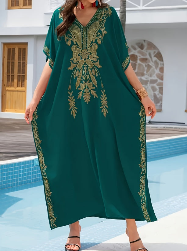Embroidery Kaftan Dress - Sluxe Global
