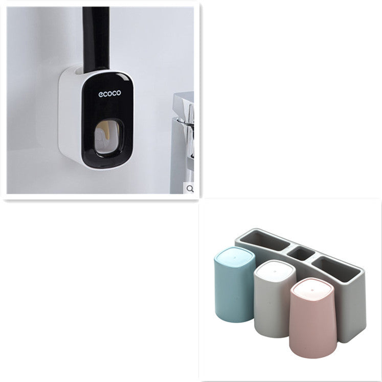 Wall Mounted Automatic Toothpaste Holder Bathroom Accessories Set Dispenser - Sluxe Fashions