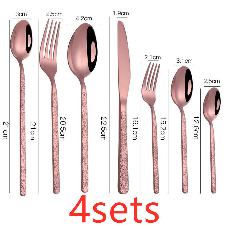 Embossed Textured Handle Steak Cutlery Western Cutlery - Sluxe Fashions