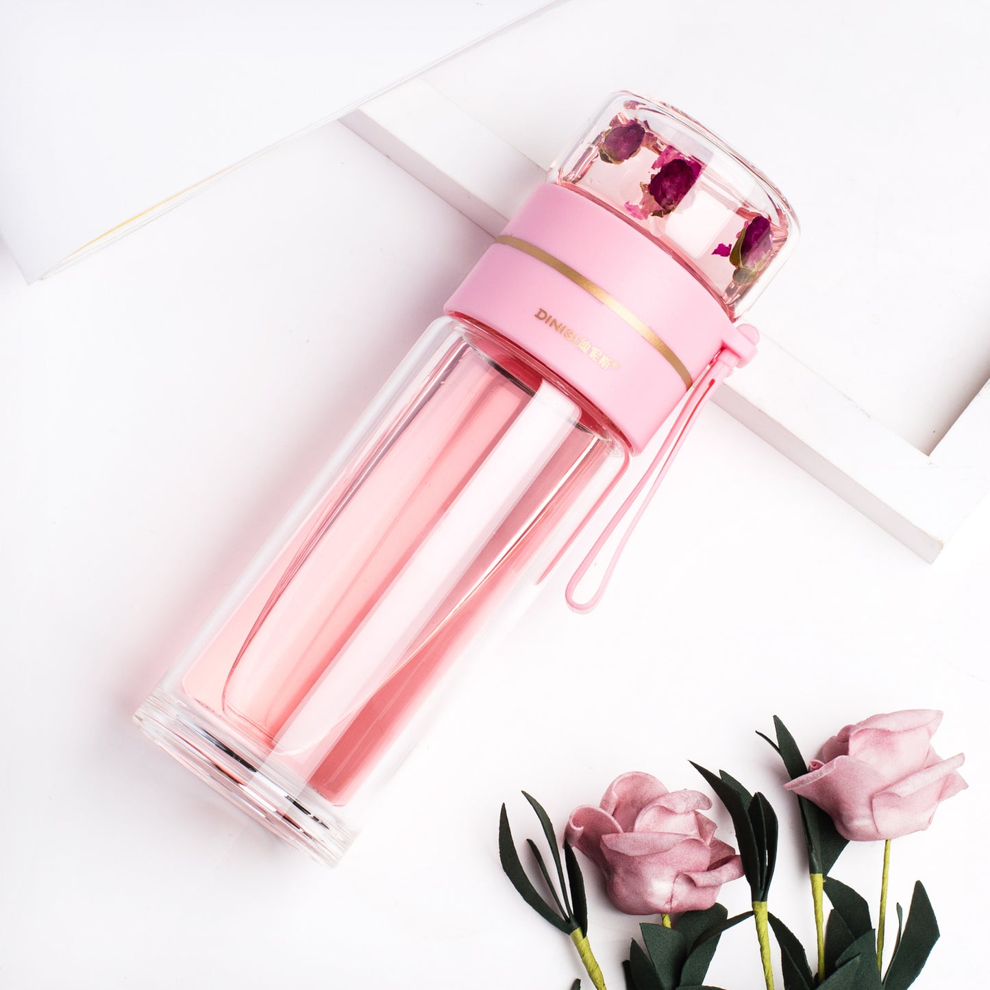 Glass Water Bottle With Tea Infuser Filter Tea Separation Double Wall Glass Bottle Leakproof Water Bottle - Sluxe Fashions