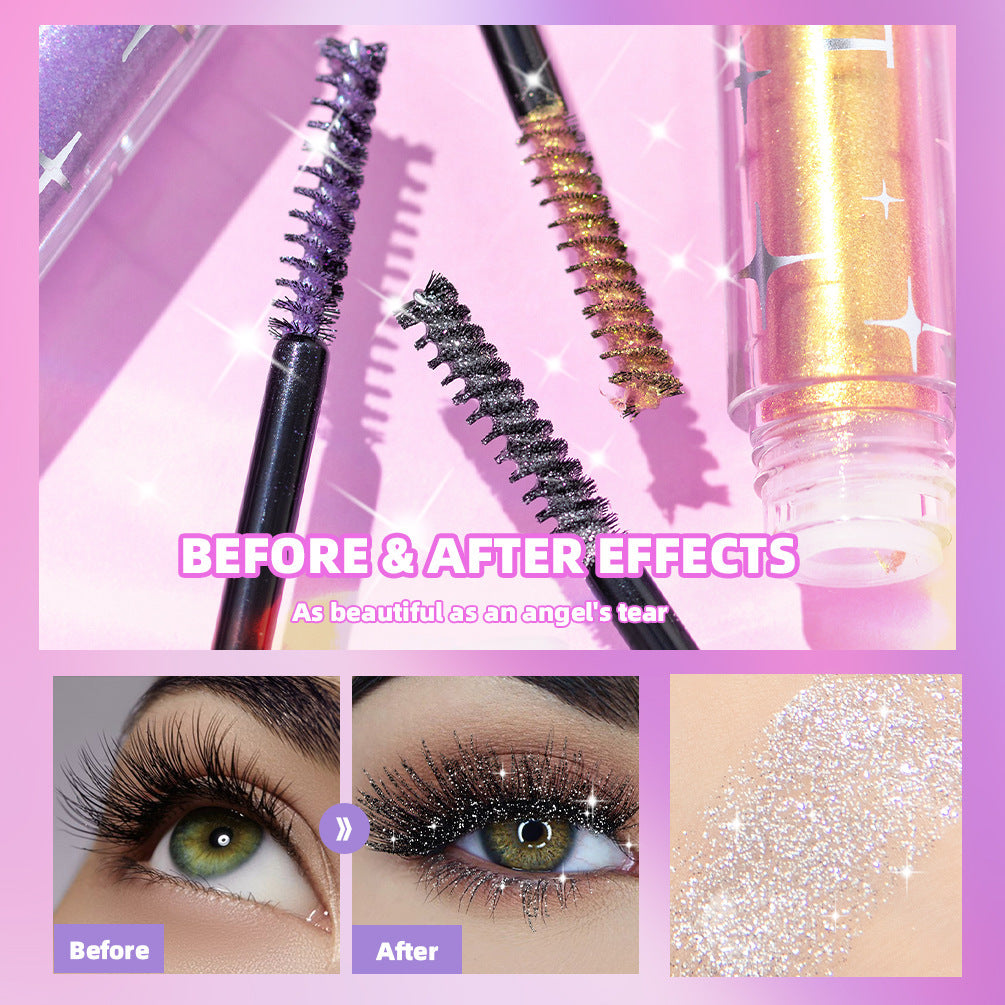 Violet Glitter Lash Mascara Diamond Mascara Thick Shiny Eyelash Curling Extension Makeup Waterproof Fast Dry Sequins Eye Black - Sluxe Fashions